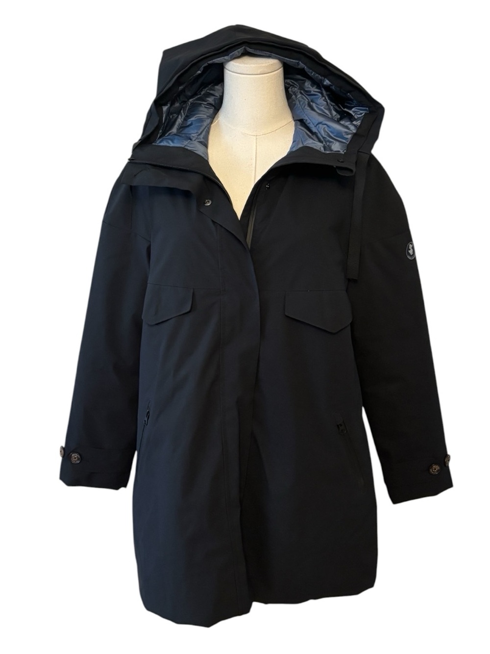 Save the Duck Blue Waterproof Hooded Coat Size Small